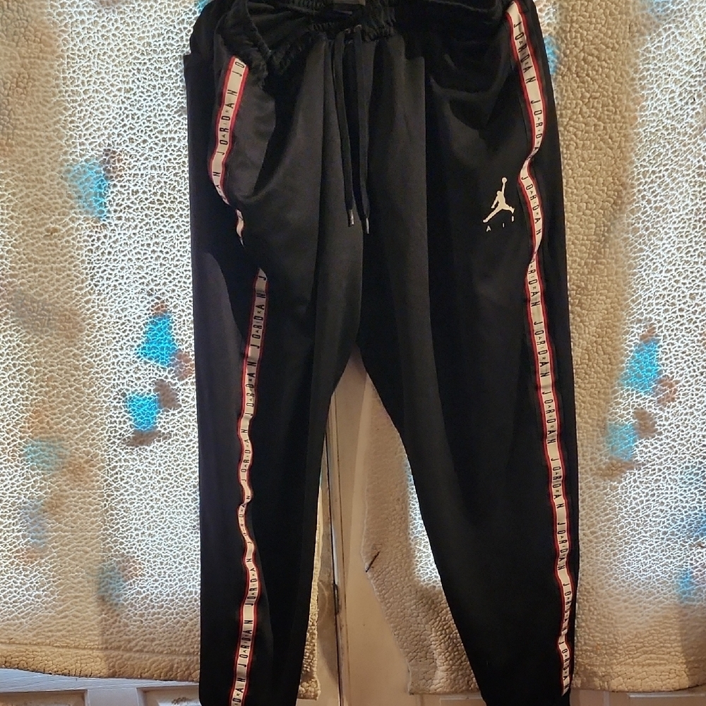 Jordan Black Joggers with Red Stripes